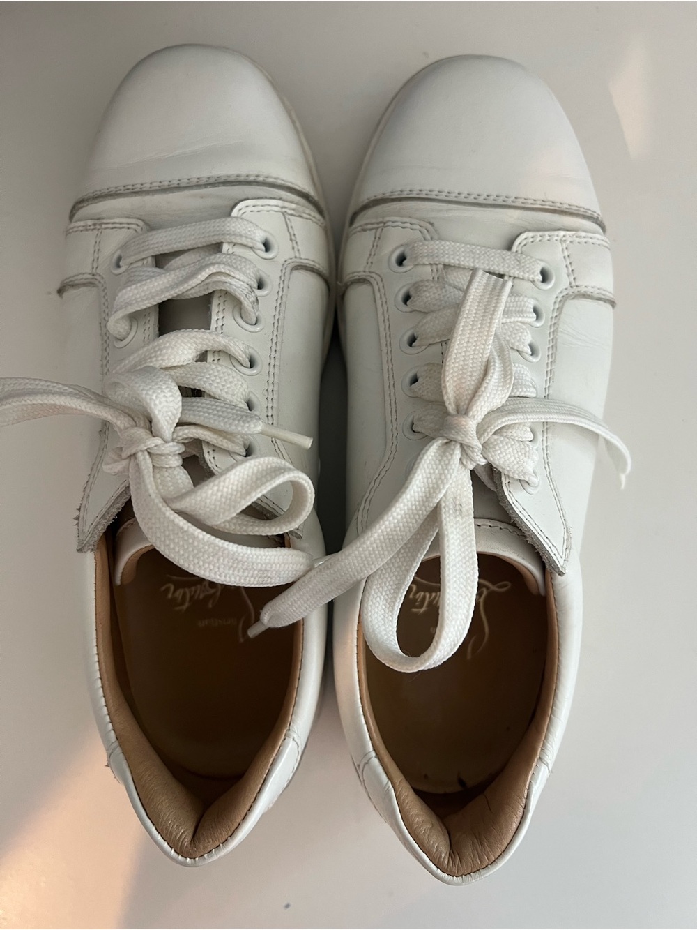 Christian Louboutin White Leather Low-Top Sneakers